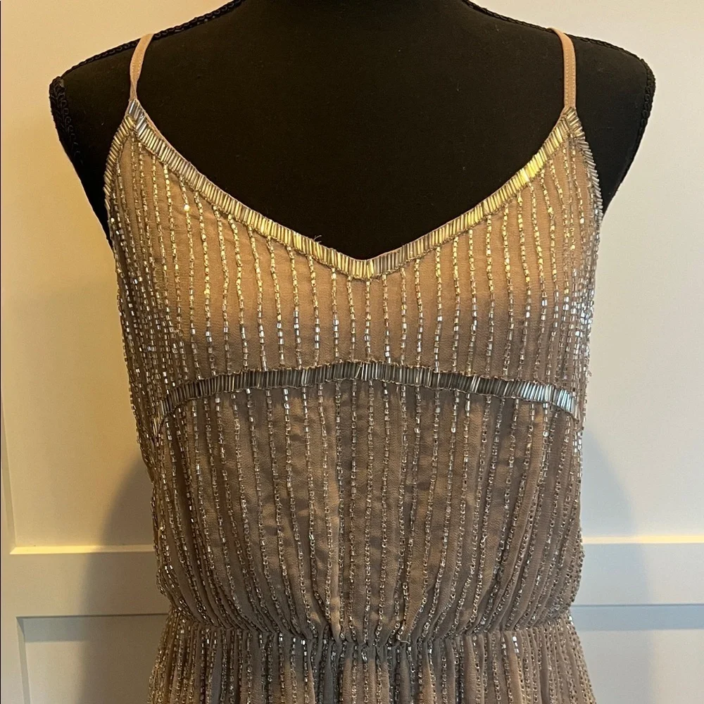 NWT W118 by Walter Baker Beaded Taupe Brown Backless Destiny Dress Size 4 - Picture 9 of 16